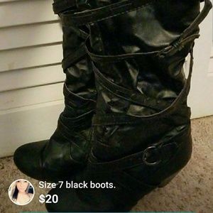 Black Strappy High Boots